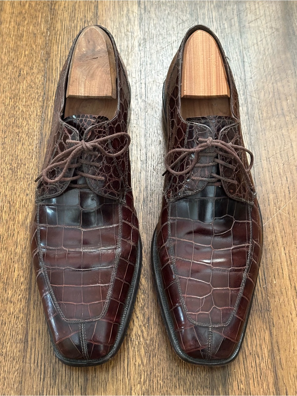 Men's Mezlan Brown Genuine Crocodile Derby Shoes